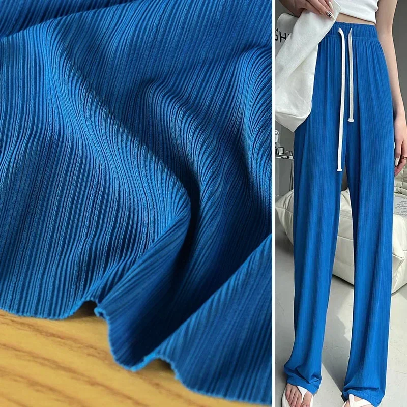 

Вязаная ткань из ледяного шелка, летняя эластичная дышащая, устойчивая к морщинам платье, ткань для шитья одежды, полиэстер, спандекс, материал