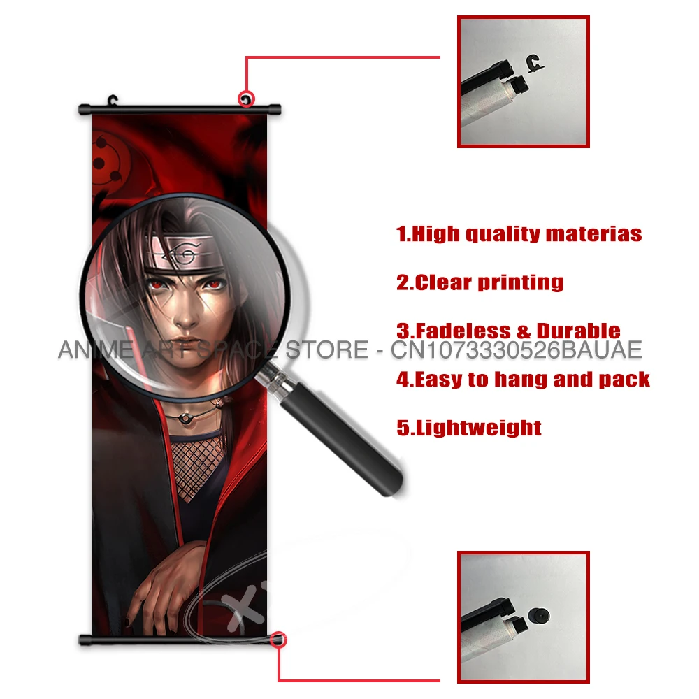 Naruto Hängende Malerei Anime Poster Itachi Uchiha Figuren Scroll Bilder Leinwand Home Decor Cartoon Nachttisch Hintergrund Wandkunst – Detail 6