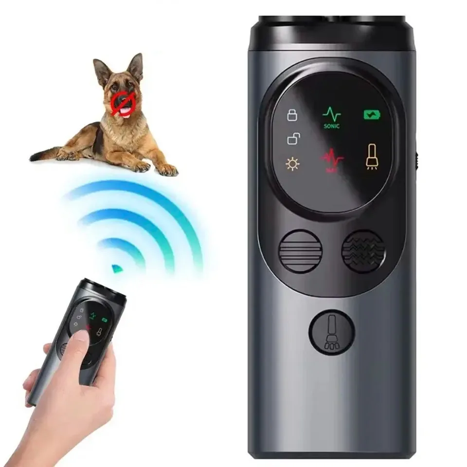 

Dog Repeller Ultrasonic Dog Trainer Anti Barking Training Device Rechargeable High Power Dog Repeller With LED Flashlight