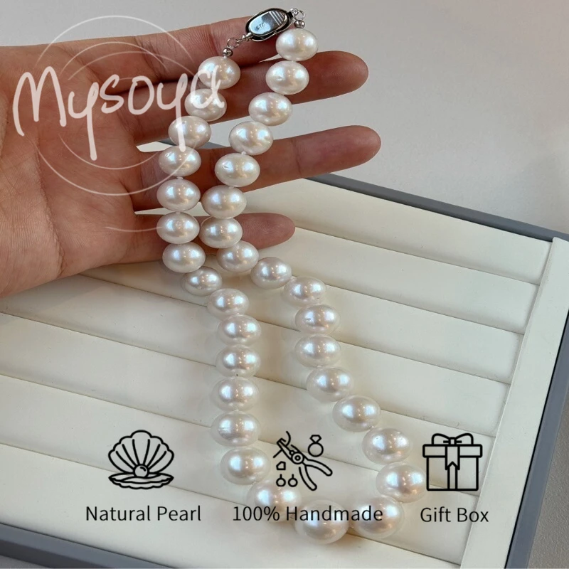 

MYSOYA белое ожерелье из пресноводного жемчуга Эдисона 12-14 мм с подарочной коробкой для нее/его дня рождения/свадьбы/Рождества/новогоднего подарка