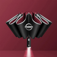 Nissan Qashqai Juke X-Trail Patrol Note Leaf Altima Maxima Murano Car Led Light Automatic Folding Windproof Sunshade Umbrella