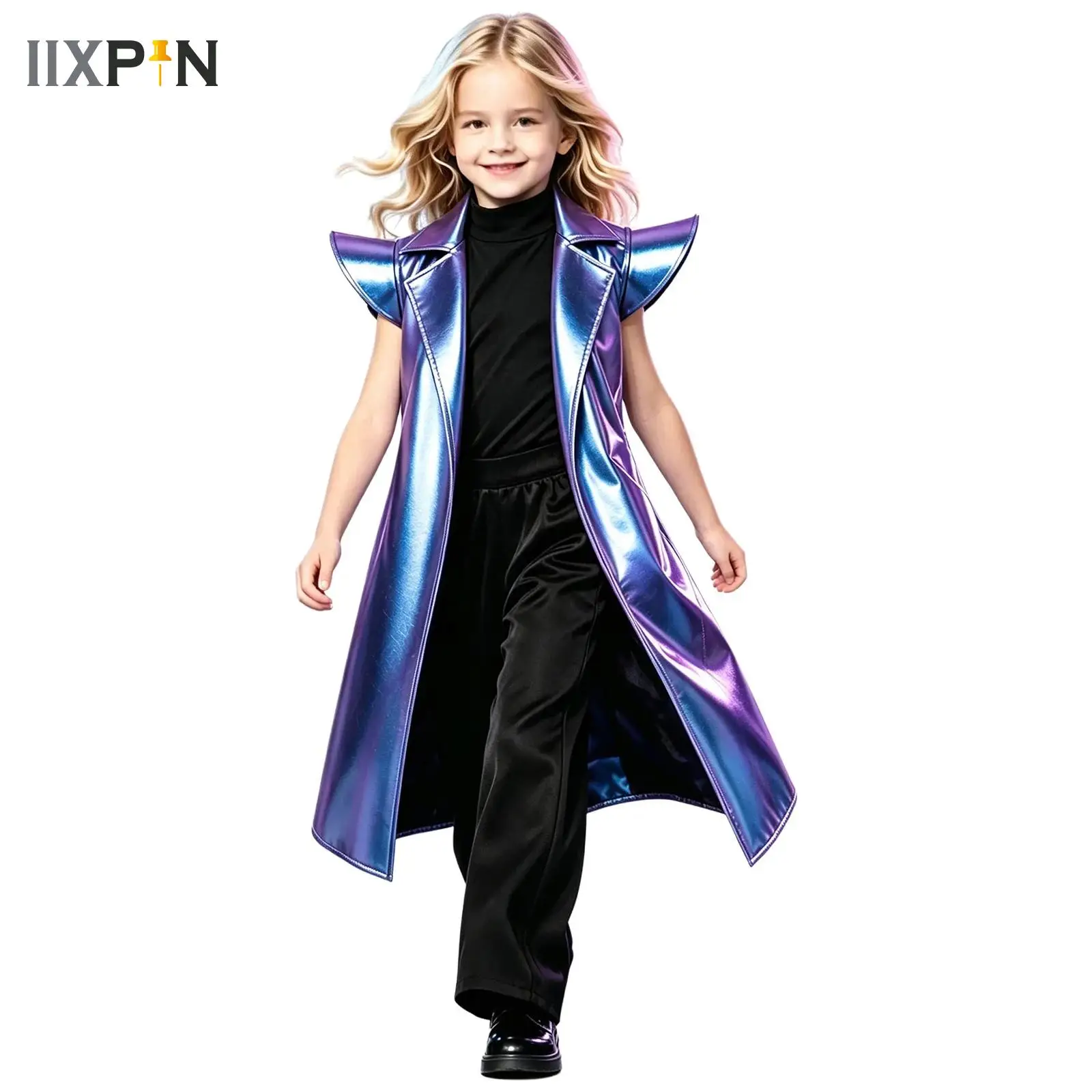 casaco-trench-metalico-infantil-feminino-para-danca-hip-hop-jazz-manga-curta-estilo-disco-moderno-performance-de-palco-roupa-de-rua-e-danca