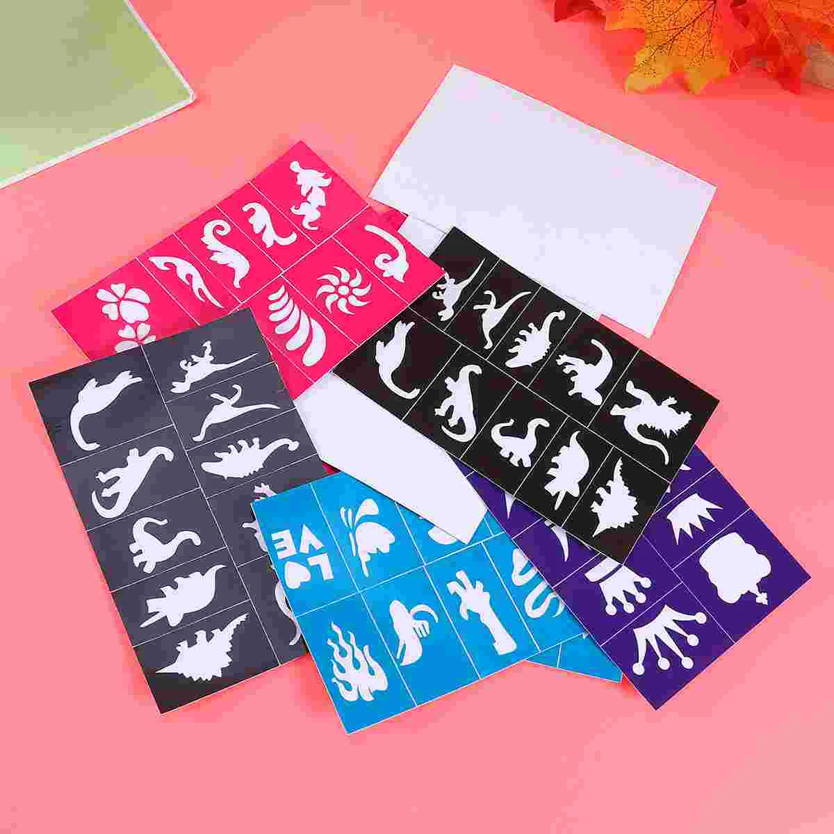 

20pcs Pattern Self-adhesive Reusable Stencils Templates For Airbrush Spray Face Paint Glitter Tattoos (Random Style)