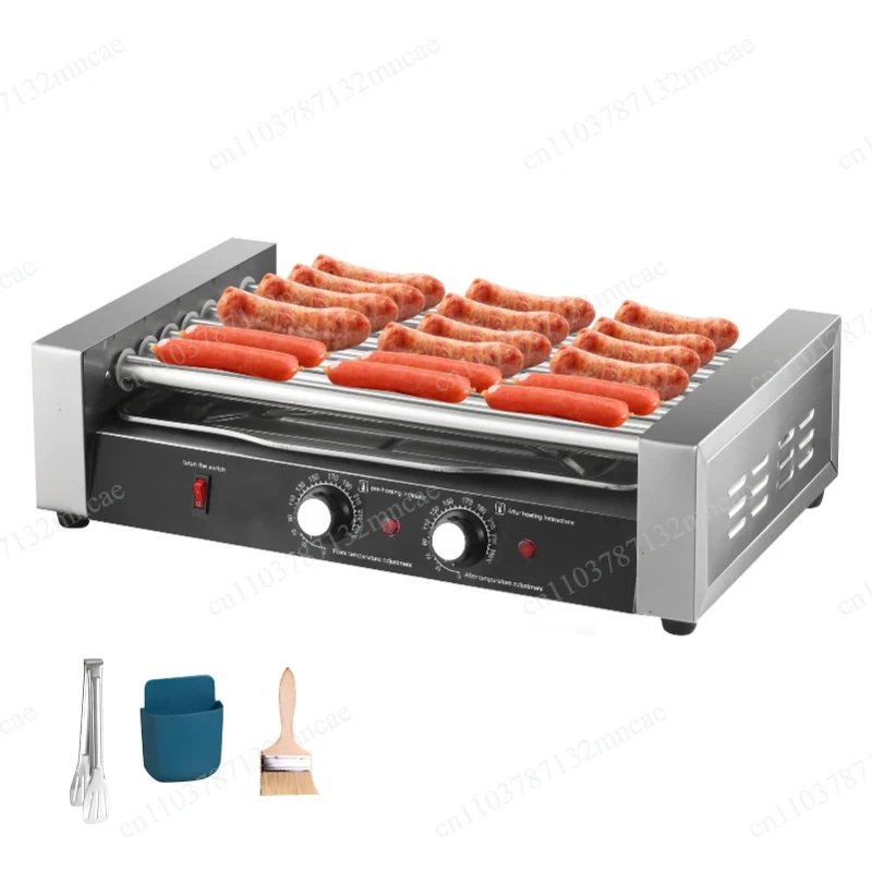 Hot Dog Machine | Sausage Drum Sausage Barbecue Stove with Removable Drip Pan, Kitchen Dual Temperature Control