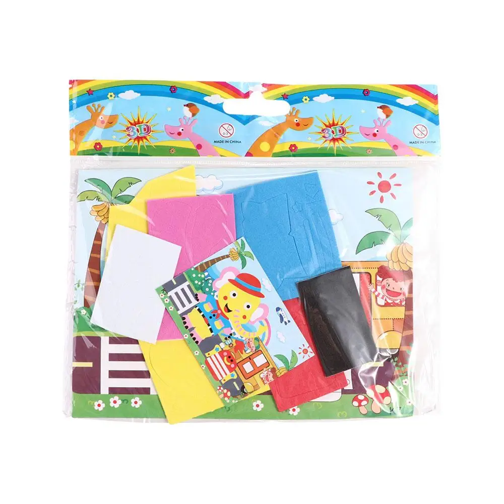 10 Uds. De animales de dibujos animados de Aprendizaje Temprano, juguete adhesivo de espuma EVA DIY, rompecabezas 3D hecho a mano, juguetes de espuma EVA DIY para niños