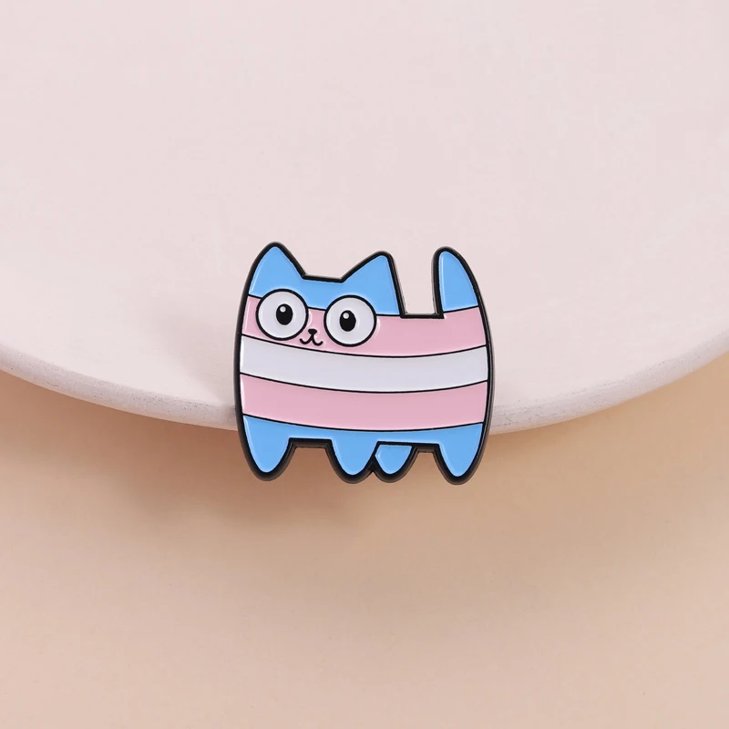 Contrast Round Eyed Cat Enamel Pin Fresh Color Cartoon Soothing Brooch Lapel Backpack Badge Fashion Jewelry Gift for Friends