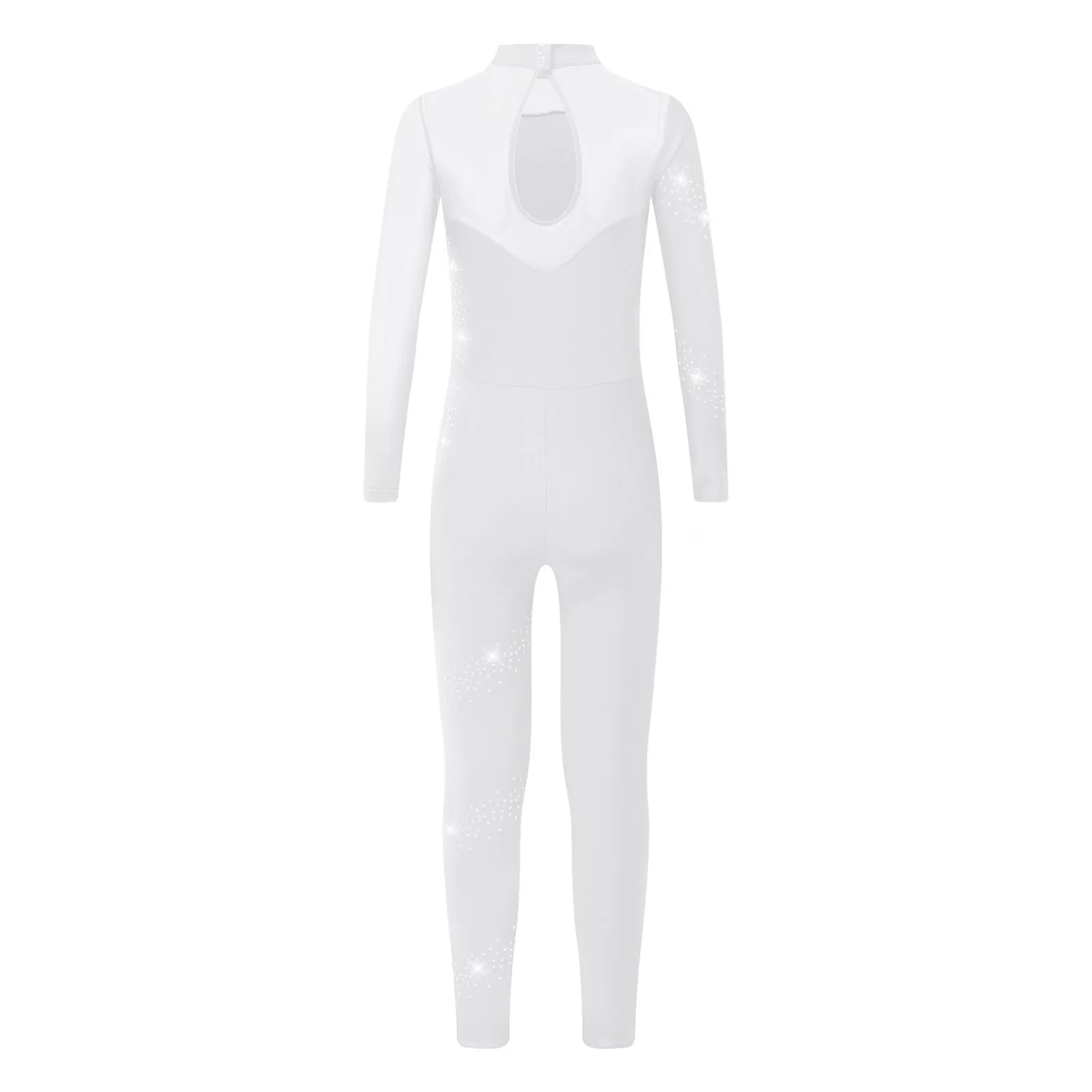 Kids Gymnastiek Jumpsuits Tiener Meisjes Strass Schaatsen Bodysuit Voor Ballroom Lange Mouwen Ballet Dans Maillots Unitard