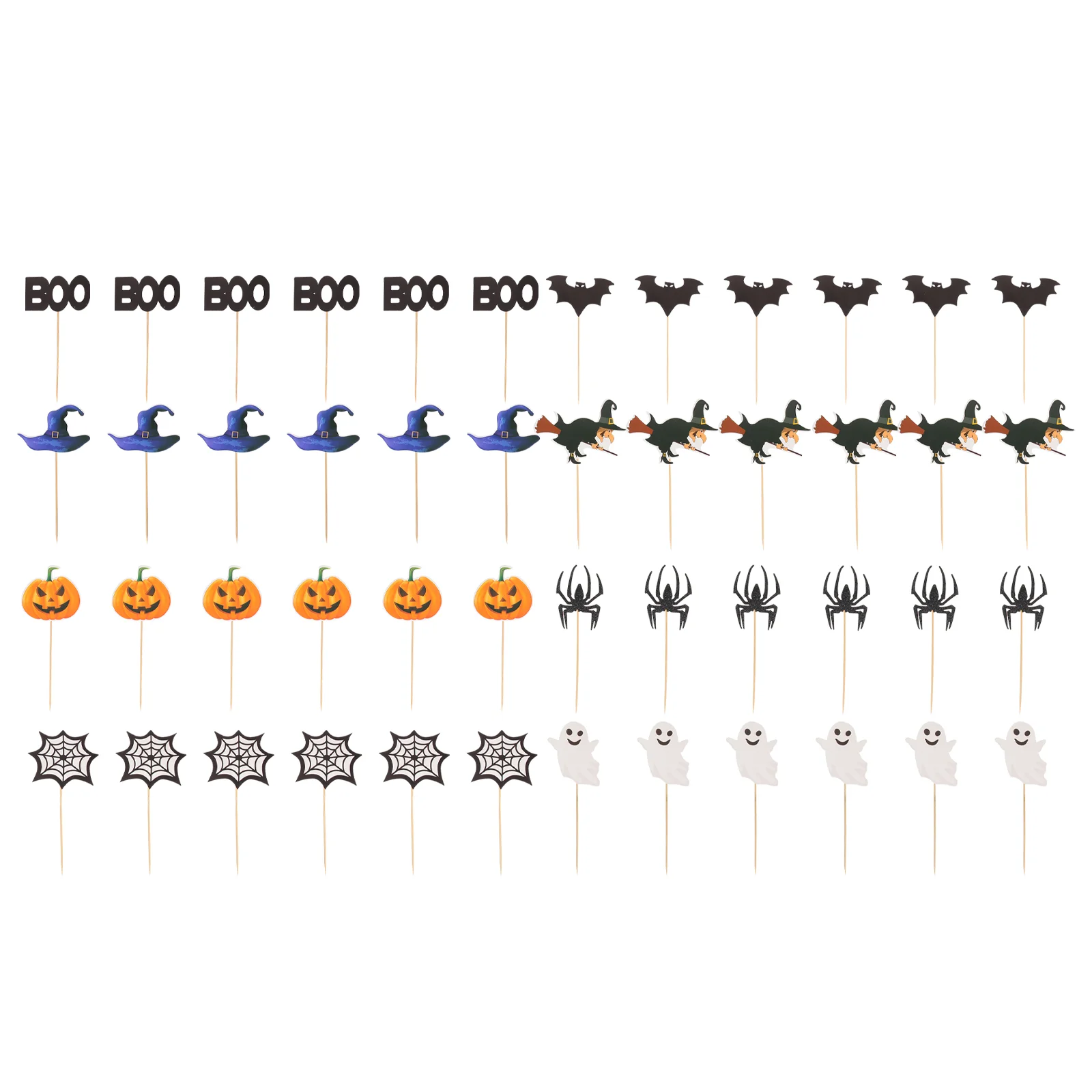 48 Pcs Halloween Cake Insert Decor Party Cupcake Toppers Pick Hat Decorations Dessert Pickers Decors Wood Paper Supplies