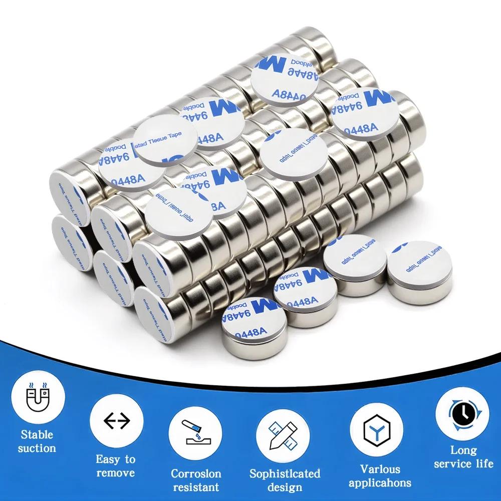 10x4mm N35 Super Strong Neodymium Magnet Round With double-sided adhesive NdfeB Powerful Permanent imans Refrigerator Magnets