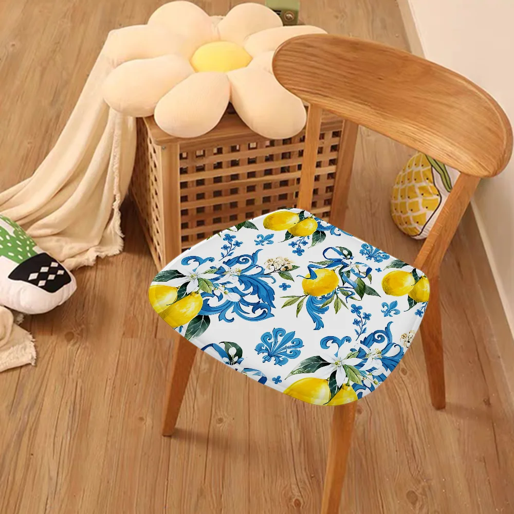 Mediterranean Lemon European Stool Pad Patio Home Kitchen Office Chair Seat Cushion Pads Sofa Seat 40x40cm Chair Mat Pad