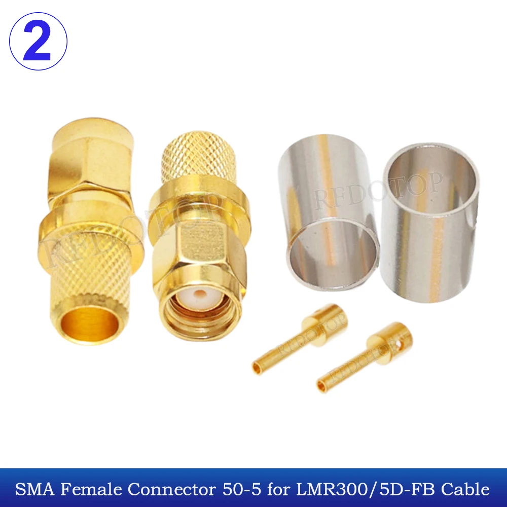 10Pcs/Lot 5D-FB/LMR-300 RP-SMA Male Plug Stragiht 50Ohm Crimp Connector for LMR300/5D-FB RF Coaxial 50-5 Pigtail Cable