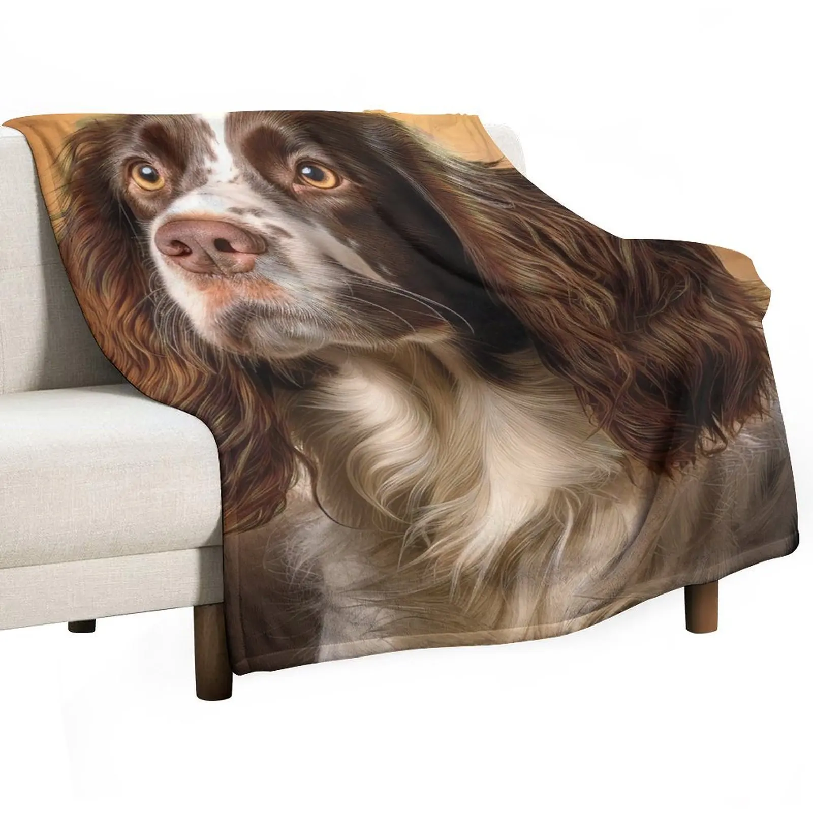 Hígado y blanco inglés Springer Spaniel manta suave ropa de cama para bebé sofás mantas