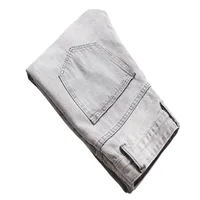 Mens Jeans Large-size Straight Light Gray Denim Trousers Spring and Autumn Full Length Male Pants Ripped Jeans 5