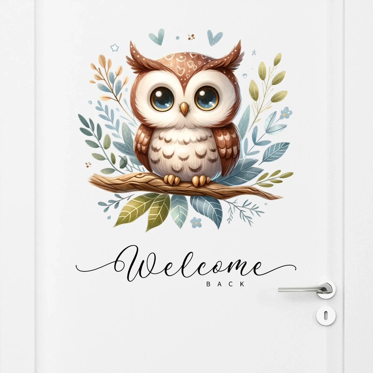 Cartoon Cute Owl and Welcome Back Animal Door Stickers Create A Warm Feeling for Bedroom Living Room Decoration Wall Decals S870