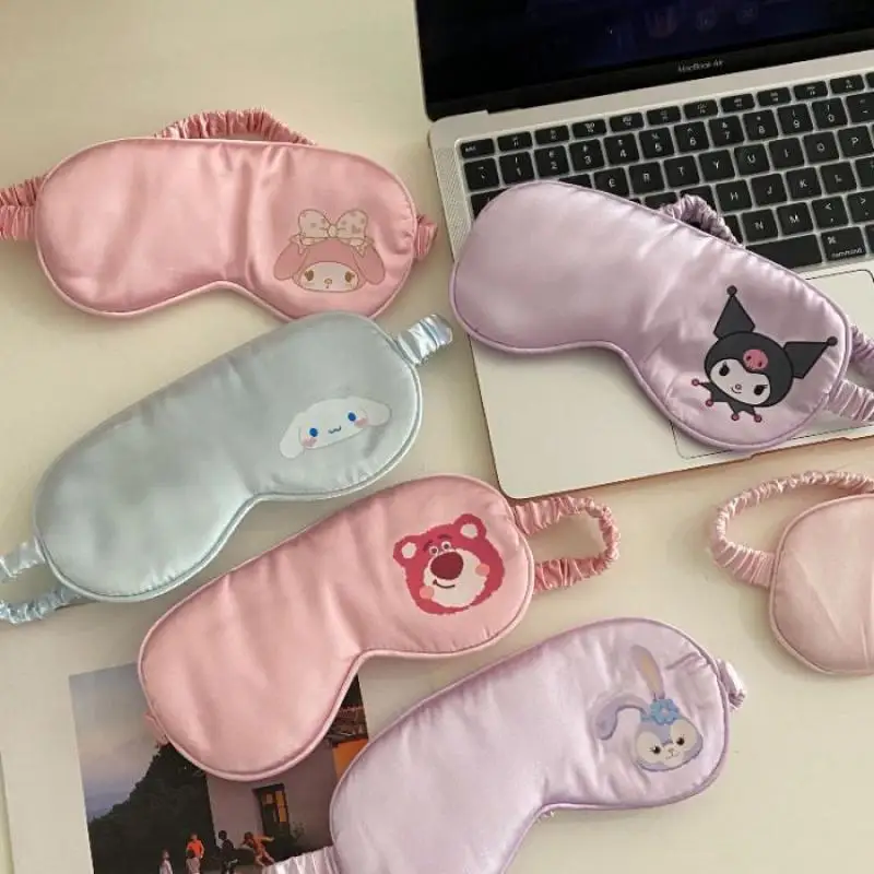 

Kawaii Sanrio Silk Eye Mask Mymelody Kuromi Cinnamoroll Cute Anime Soft Adult Child Eye Mask Noon Break Sleep Breathable Couple