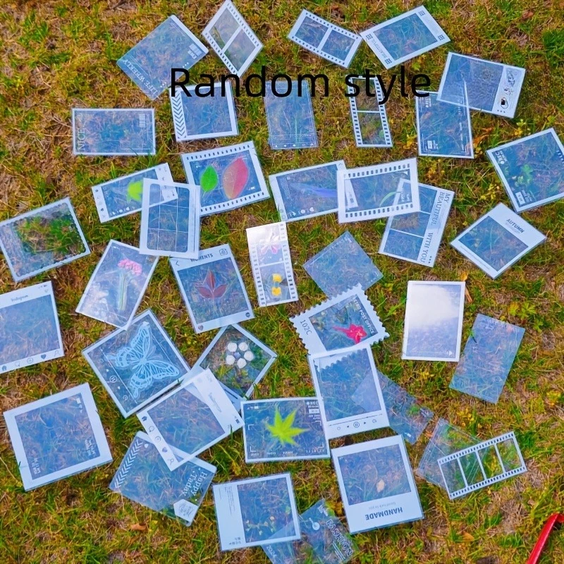 Przezroczyste naklejki samoprzylepne do rękodzieła DIY - błyszczące geometryczne wzory liści i kwiatów, naklejki do scrapbookingu, zakładki do książek