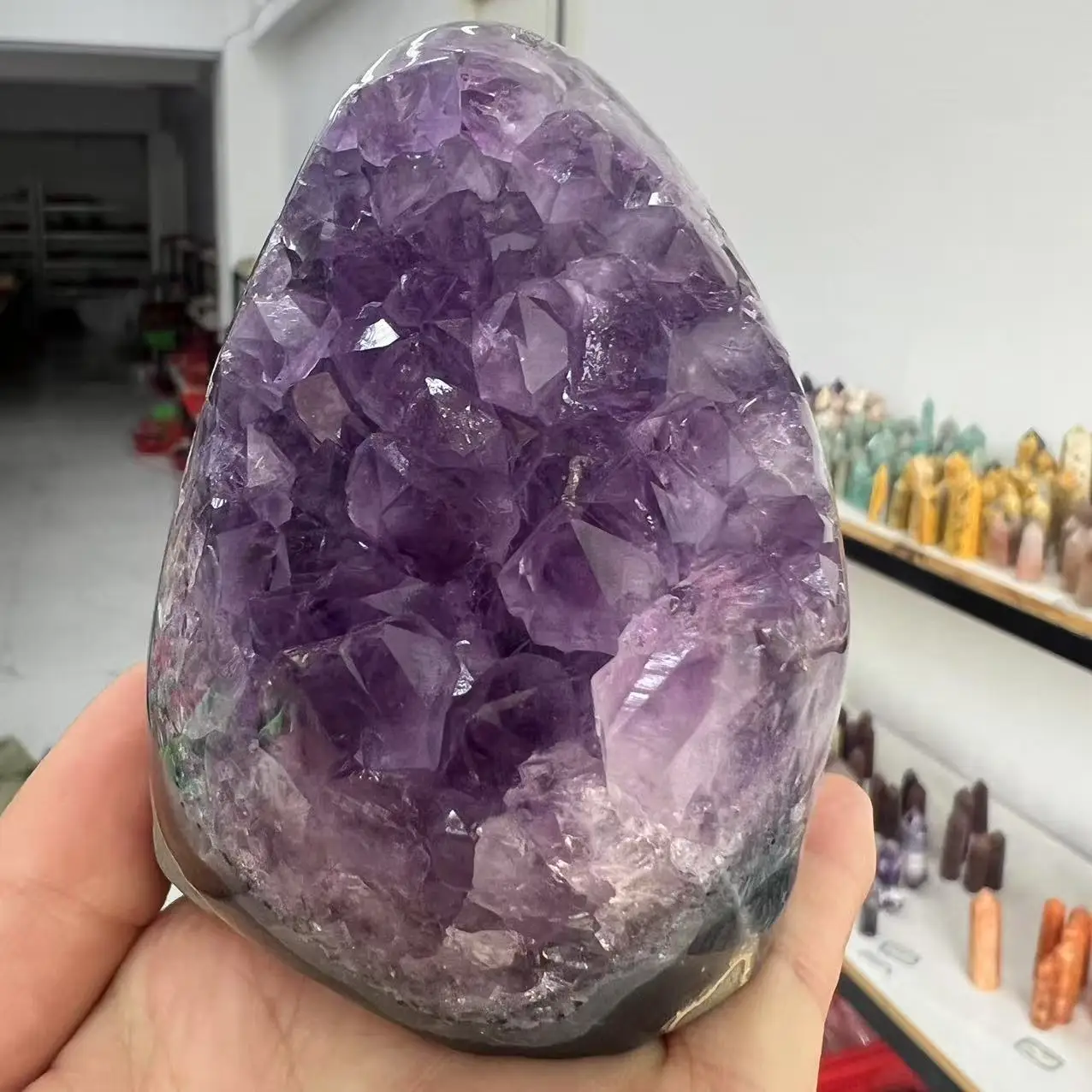 495g 8.2cm Natural Uruguay Dream Amethyst Calcite Quartz Crystal