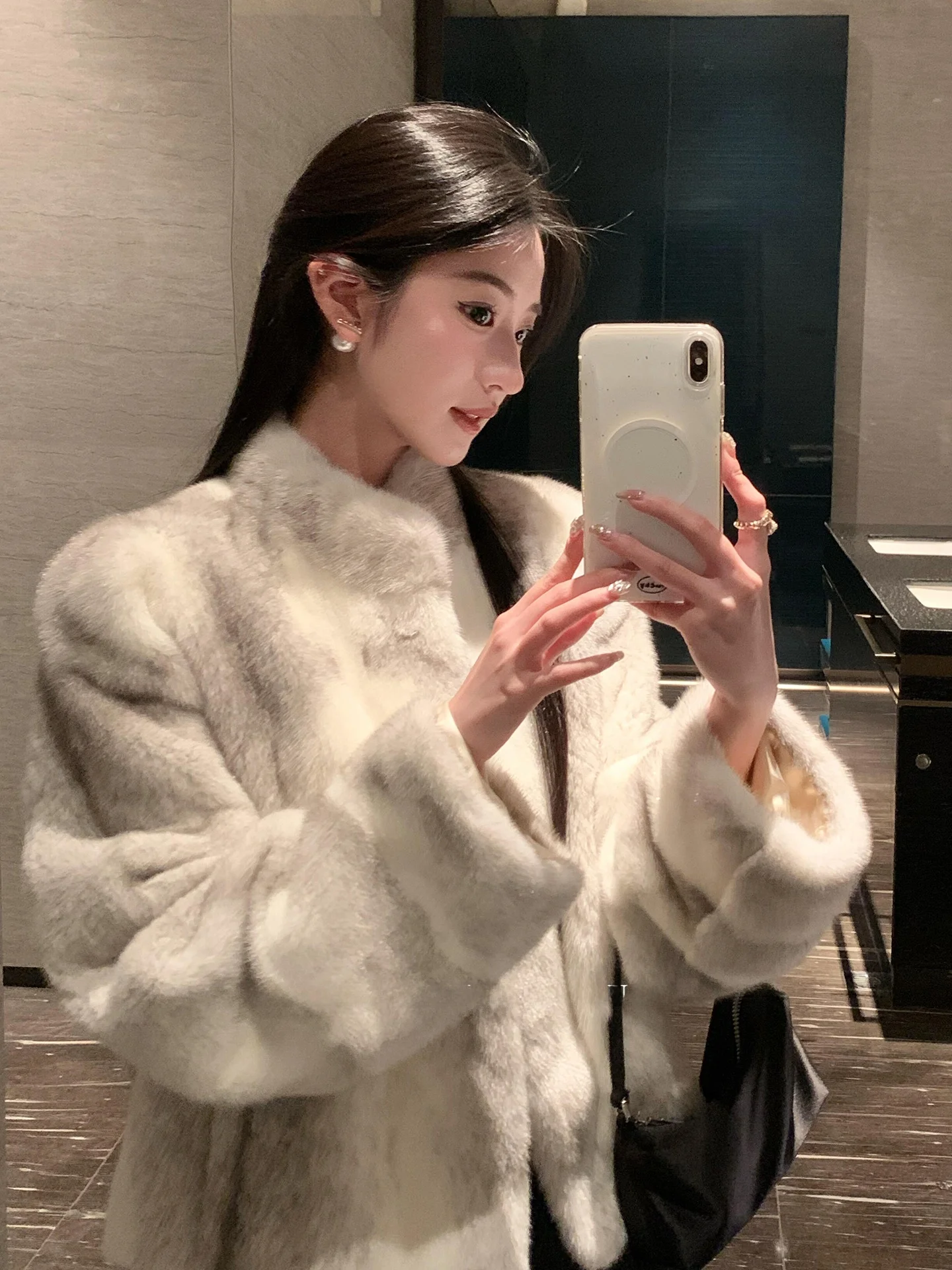

Women's Thiened Long Coat Fur Leather Inteated Water Vole Fur Simulation Eco-friendly Luxury Brand Daily Wear Warmth Insu...