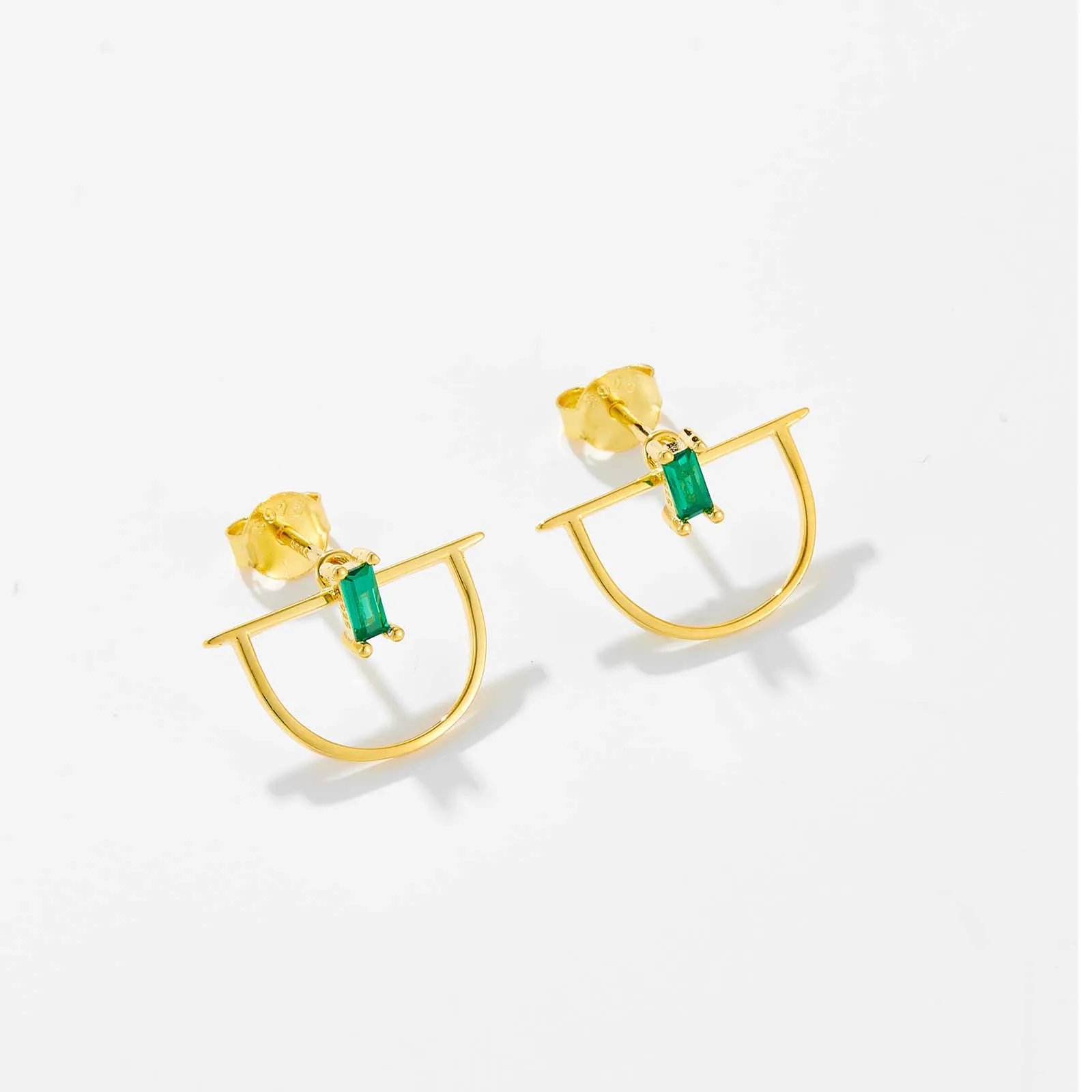 ANDYWEN-925 Sterling Silver and Gold Green CZ Zircon Stud Earring, Clipes Piercing, Jóias Finas de Luxo, Primavera, 2022