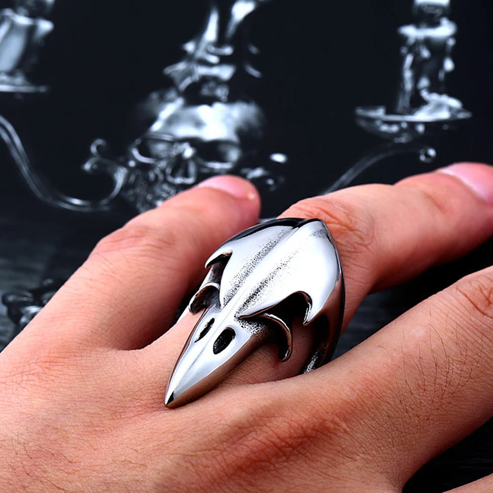 Vintage Odin Crow Skull Ring Men Biker Nordic Stainless Steel Viking Ring Fashion Amulet Ravens Jewelry Gift Wholesale