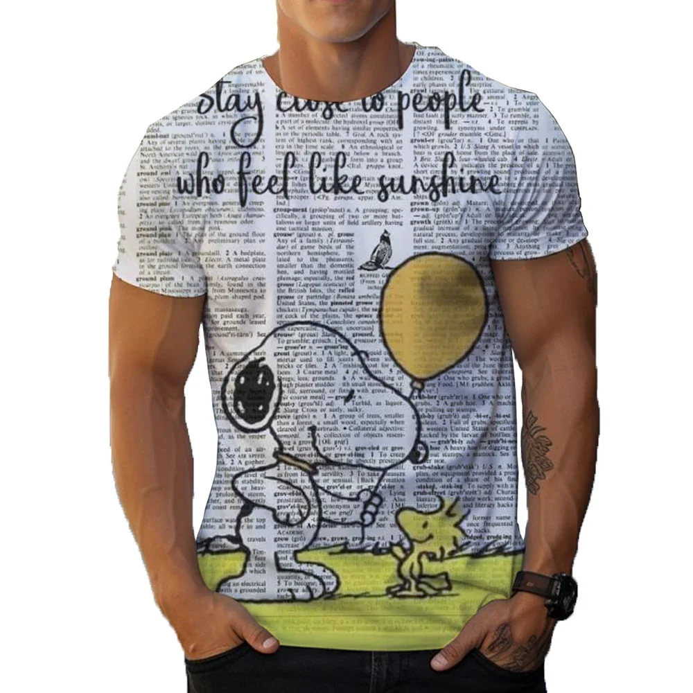 سنوبي لطيف الكرتون ثلاثية الأبعاد طباعة الرياضة سريعة الجافة تنفس تي شيرت عادية الشارع Y2K الكبار الطفل الوالدين والطفل صبي فتاة قصيرة الأكمام #4