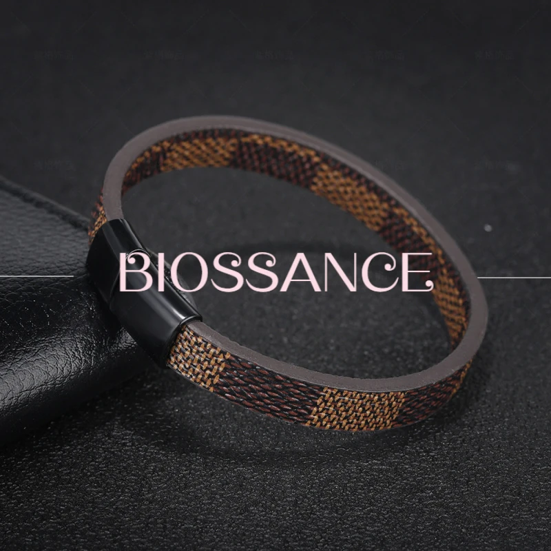 BIOSSANCE New Fashion And Exquisite Handmade Retro Magnetic Leather Bracelet For Personalized Men'S Jewelry Accessories Gifts