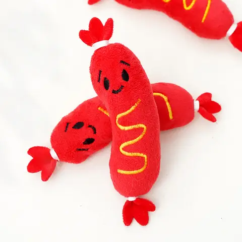 Jouets en peluche grinçants pour animaux de compagnie: jouets à mâcher brodés pour hot-dog pour chiens et chats, jouets résistants aux morsures pour soulager l'ennui,