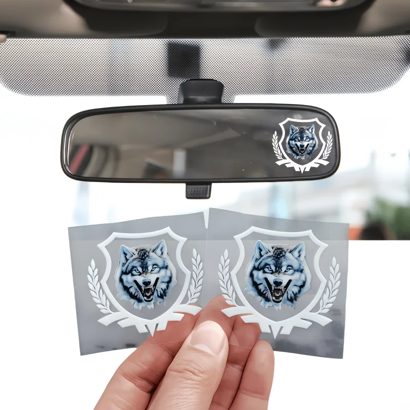 1Set Wolf Head Shield Vinyl Sticker, Waterproof Decal for Car Exterior & Interior Decor