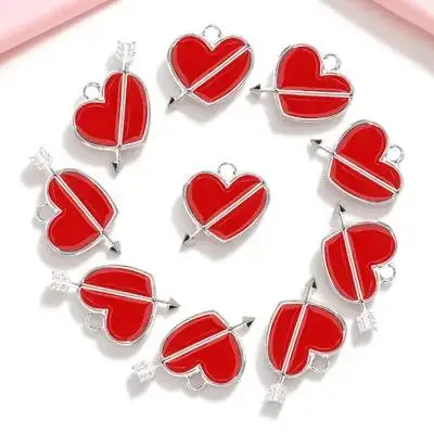 10 قطعة قلادة القلب كيوبيد السهم سحر ل عقد دي اي واي سوار سلسلة المفاتيح هدايا العيد مجوهرات سحر قلادة مجوهرات