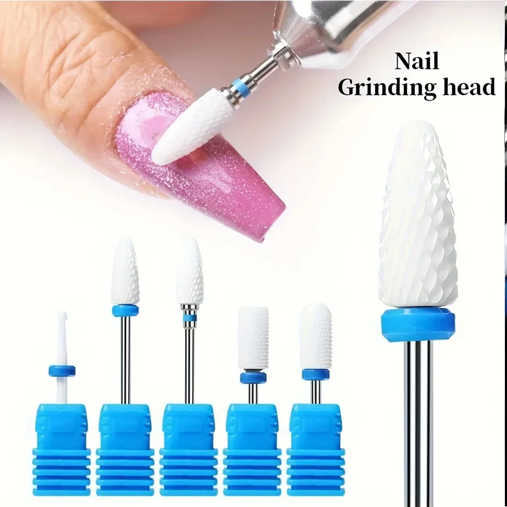 Ensemble de forets à ongles en céramique, fraise pour manucure électrique, limes à maïs à flamme, machine à pédicure, accessoires de polissage, 5 pièces