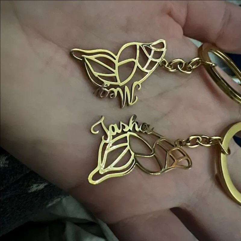 مخصص اثنين فراشة سلاسل المفاتيح أفضل أصدقاء Keyrings مجموعة شخصية فراشة الجناح مفاتيح السيارة المفاتيح شقيقة المفاتيح