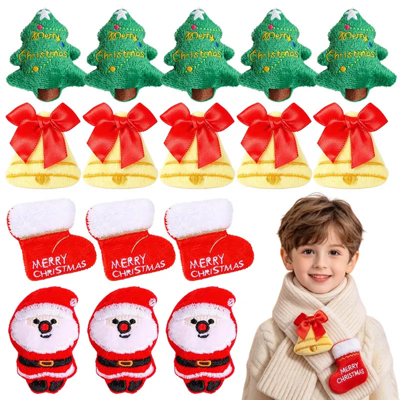Plush Christmas Brooch Keychain Pendant DIY Charms for Clothing Scarf Cartoon Accessories Stuffed Doll Decoration Handmade New