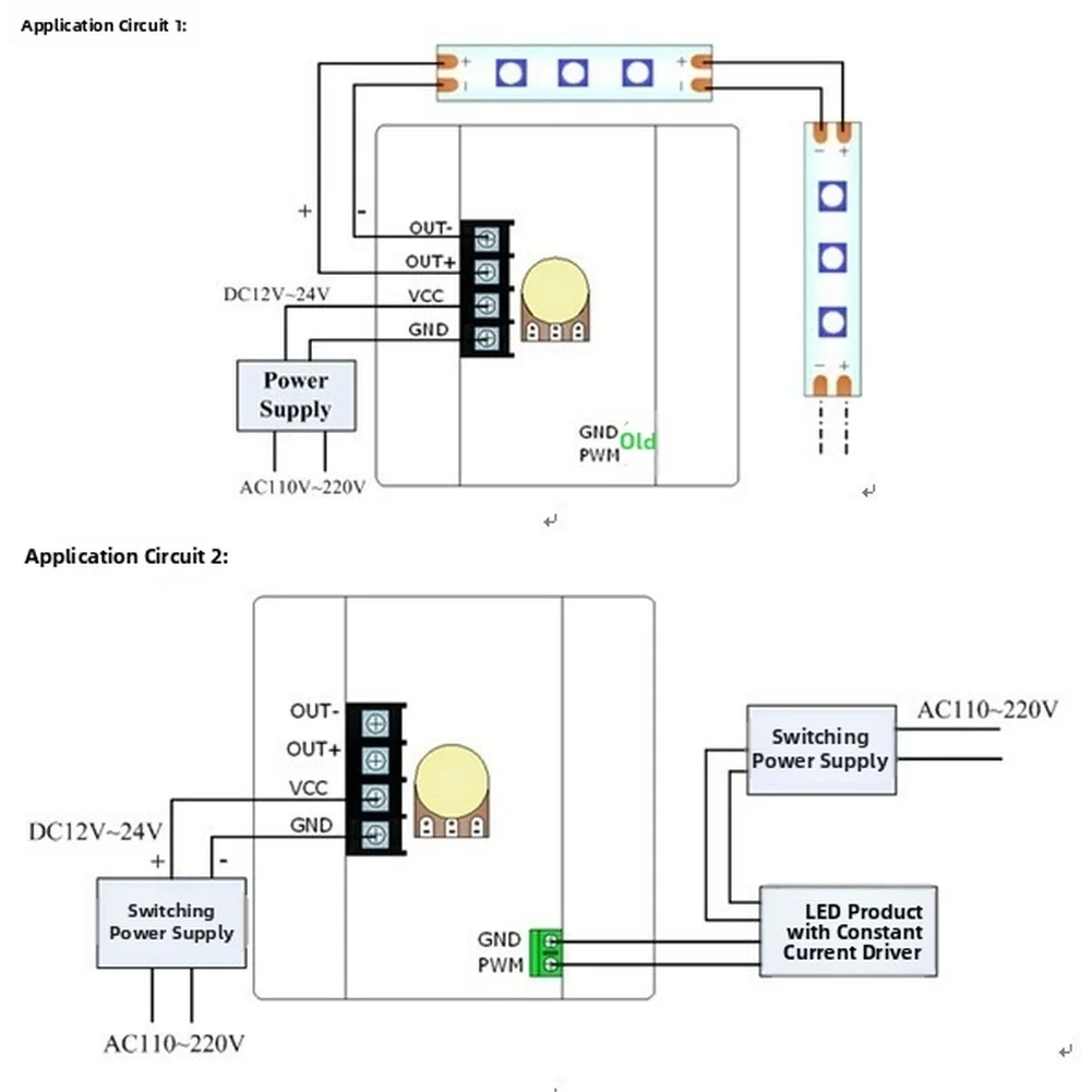 Low Voltage For LED Strip Dimmer 12V 24V For PWM Input Support 12 Position Knob Adjustment for Smooth Brightness Control