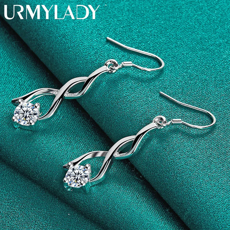 URMYLADY-Boucles d'oreilles géométriques en argent regardé 925 pour femmes, bijoux à breloques, fête de mariage, mode