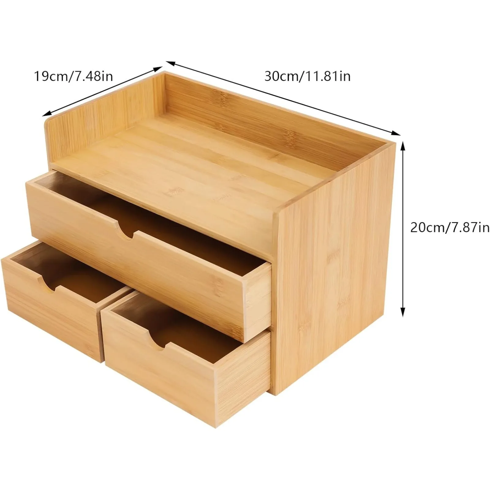 Bamboo Storage Box, Mini-Tabletop Craft Box Cosmetic Storage Drawer with Handle, Desk Sorter for Notes, Paper Clips, Bills, Pens