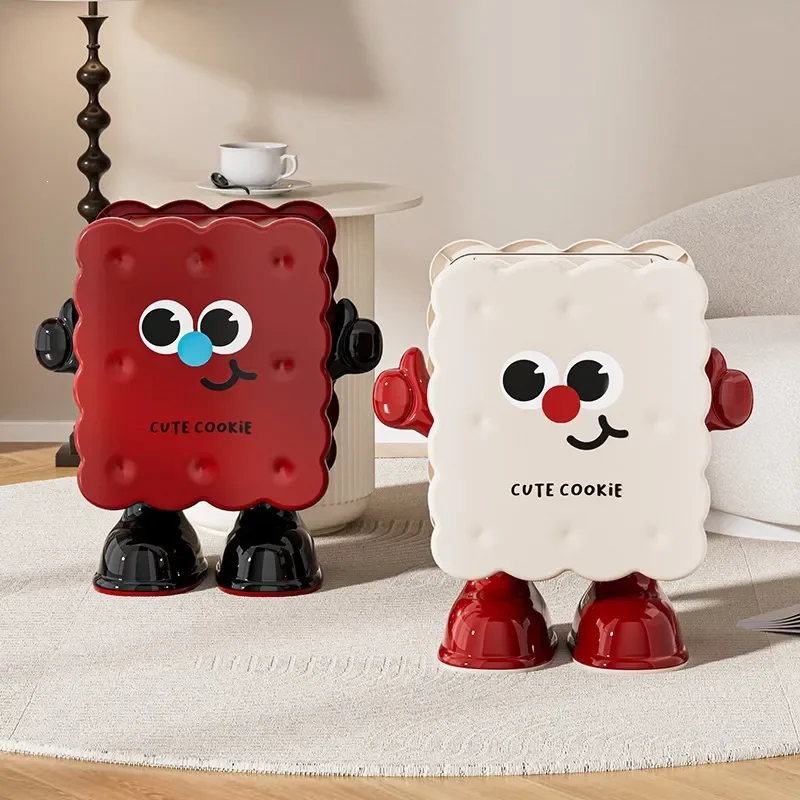 for Biscuit Trash Can Household New Living Room High End Covered Bedroom Bathroom Kitchen High Value Large Trash Can
