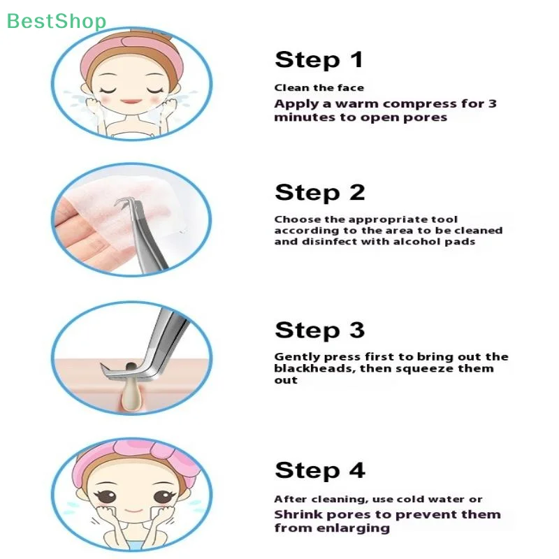 Pince à épiler pour points noirs d'acné, Clip à crochet en forme de 7, beauté du visage, outils pour enlever l'acné, pour les soins de la peau