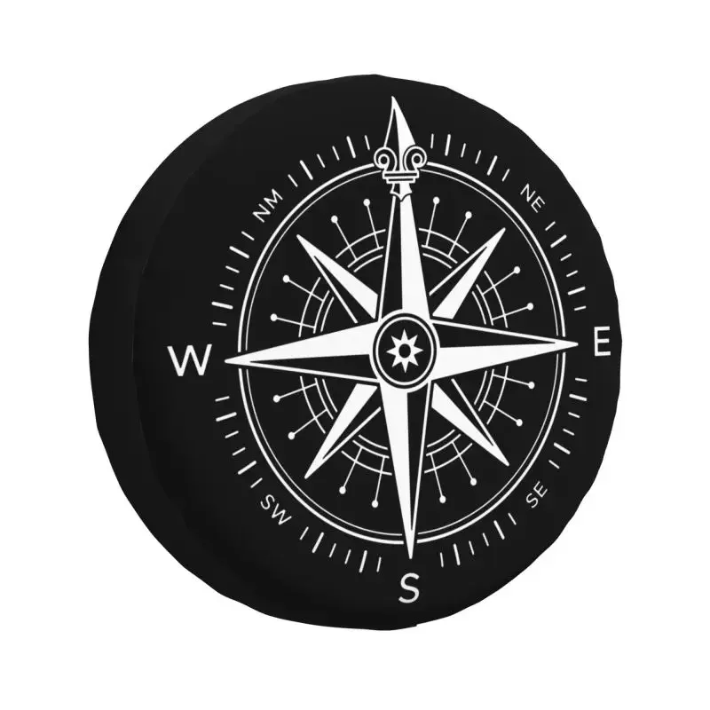 Nautical Compass Tire Cover 4WD 4x4 Trailer Captain Anchor Boat Spare Wheel Protector 14