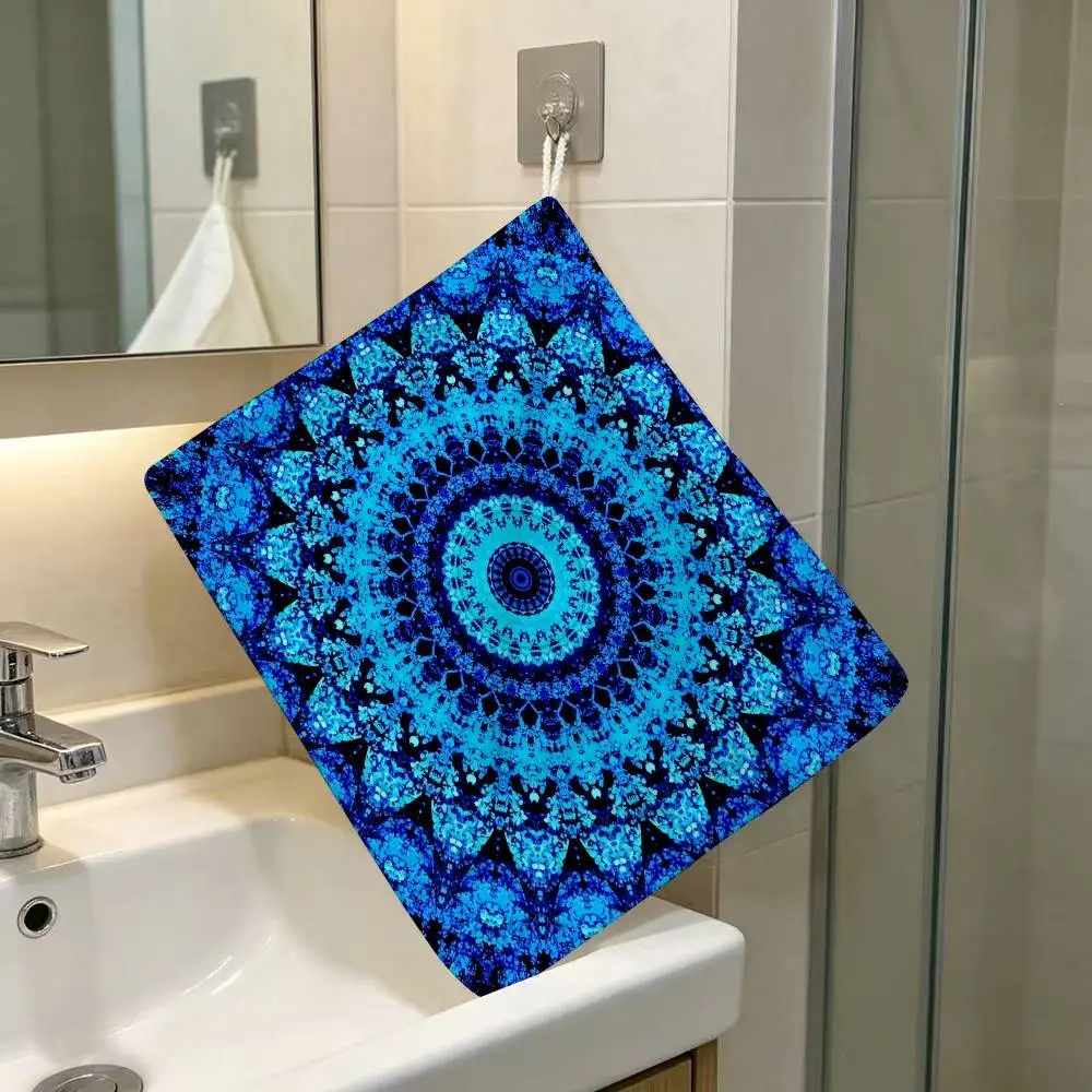 Indian Mandala Hanging Style Hand Wiping Towel Polyester Cotton Anti-fade For Indoor Kitchen Living Room