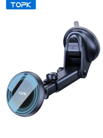 TOPK Mag-Safe ที่วางโทรศัพท์ในรถยนต์แบบแม่เหล็กติดรถยนต์สําหรับกระจกหน้ารถและแดชบอร์ด [แรงดูด] แขนยาวปรับได้สําหรับโทรศัพท์มือถือ