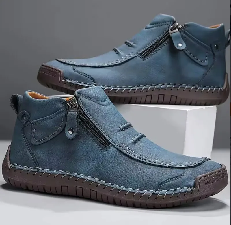Classic Handmade Leather Boots for Men Fashion Outdoor Casual Ankle Boots Comfort Slip on Driving Shoes Men's Boots Large-size48