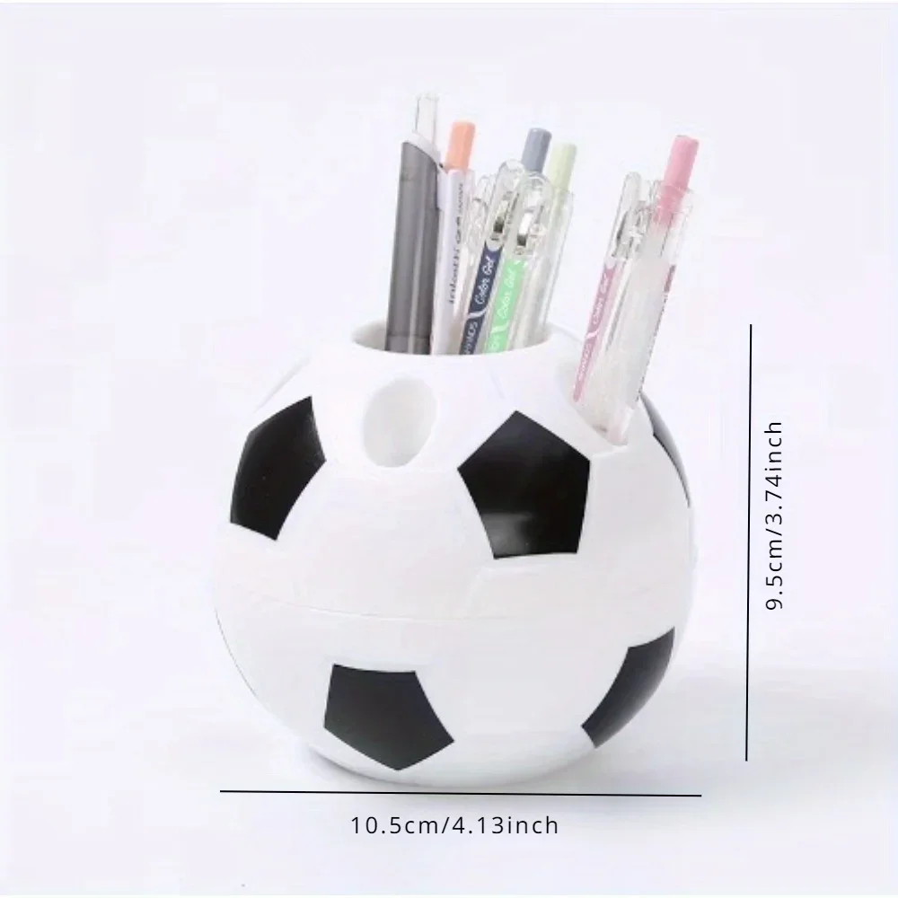 Kotak penyimpan pensil multifungsi, tempat pena berbentuk sepak bola, plastik tahan lama, rak penyimpanan, wadah Organizer, hadiah Dekorasi Desktop