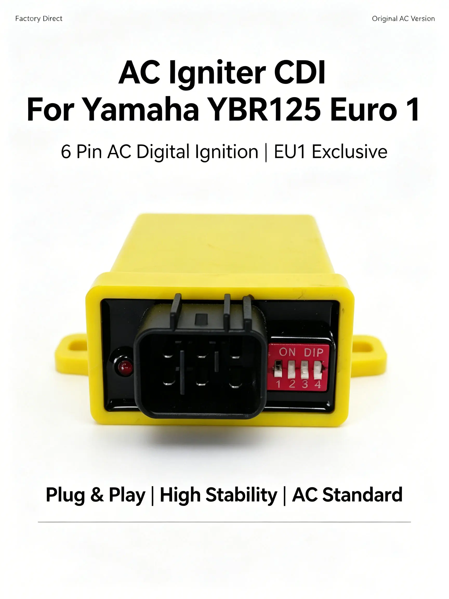 AC CDI Ignition Module for Yamaha YBR125 Euro 1, 4-Gear Adjustable Timing Igniter with LED Indicator, Alternating Current System