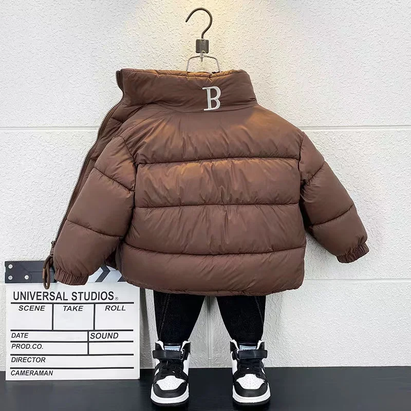 Boys Cotton Jacket Winter 2024 New Children\'s Korean Version Warm Cotton Jacket With Windproof Thickened Jacket Kids Clothing