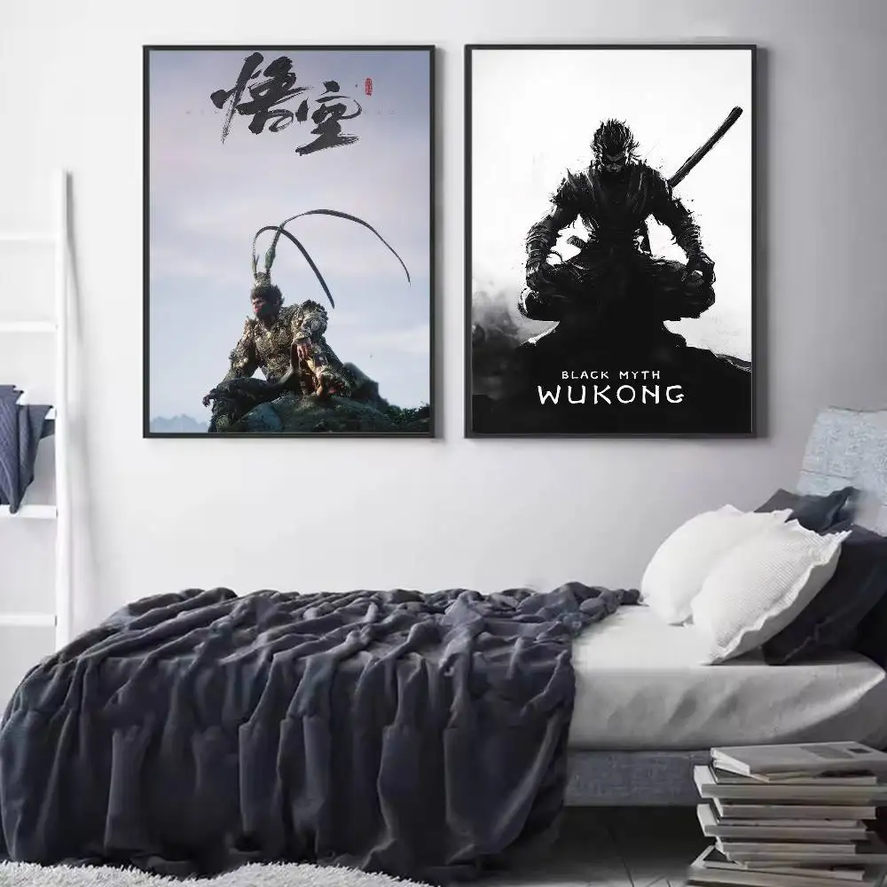 Game B-Black Myth Wu Kong Poster HD Quality Wall Art Retro Posters For Home Room Wall Decor Self Adhesive