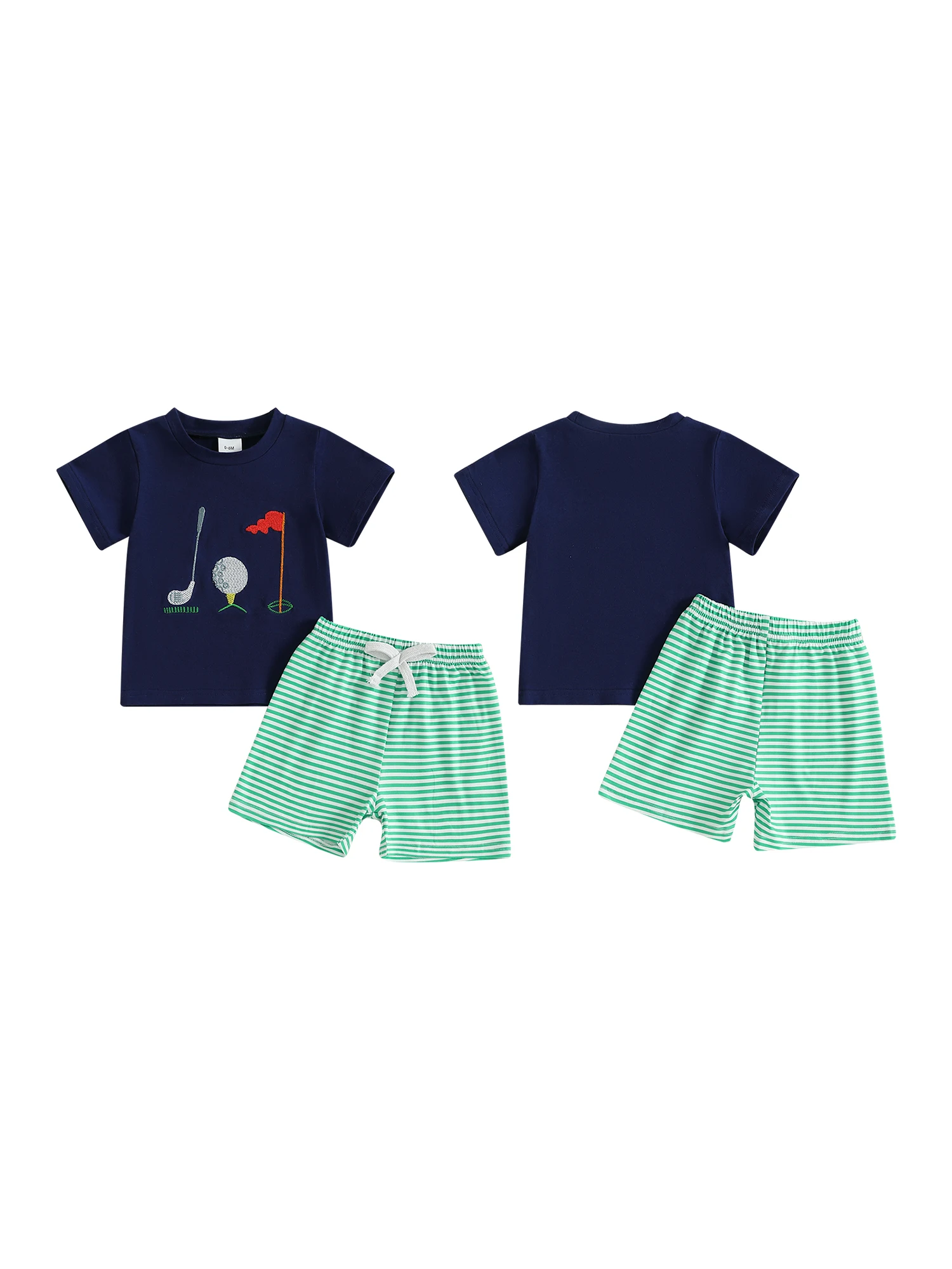 

Toddler Boys Casual Wear Striped Shirt and Denim Shorts Set for Summer Fashion 2 Piece Outfit Collection