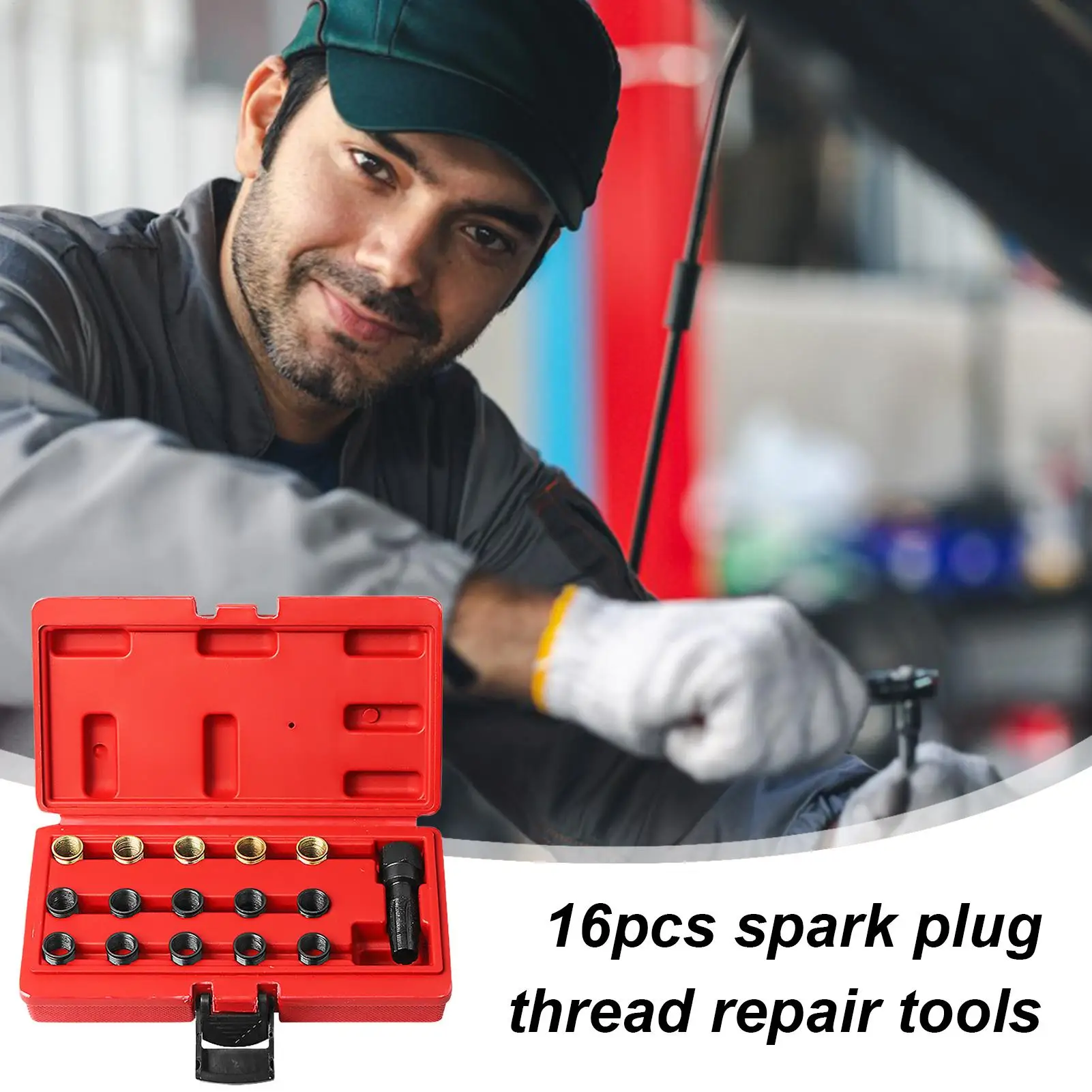 طقم تصليح المكونات 16 قطعة Helicoil الحنفية المهنية التوصيل الموضوع طقم تصليح مع حقيبة محمولة لشاحنة سيارة Suv Rv سيدان