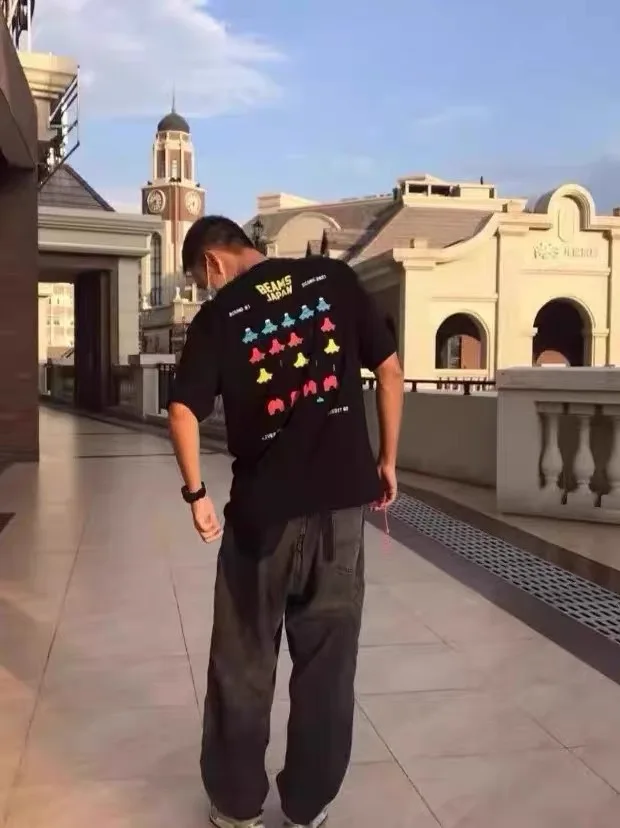 

Cotton ort Sve Tee ex Cartoon Pattern Heavyweight Red Rope Design Casual Comfortable Breathable Summer T-irt