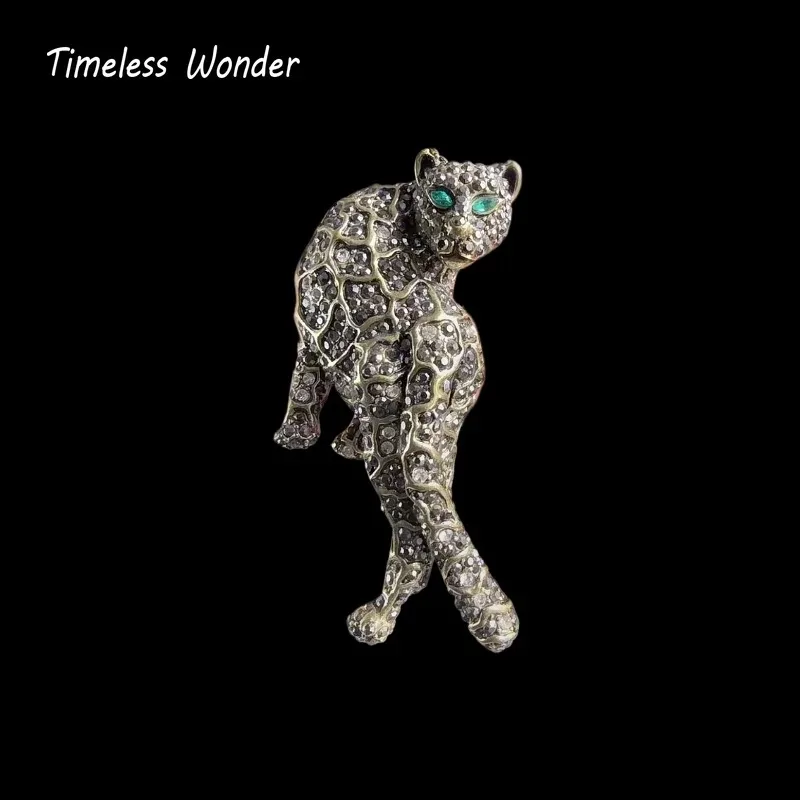 Timeless Wonder Fancy Crystal Zircon Leopard Brooch Pins Women Designer Jewelry Runway Top Rare Classy Gift Mix Sweet 7523