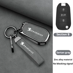 Zinc Alloy Leather Remote Shell Key Case Fob Cover Skin Holder For Peugeot 208 2008 308 3008 508 408 307 4008 RCZ 5008 301 407
